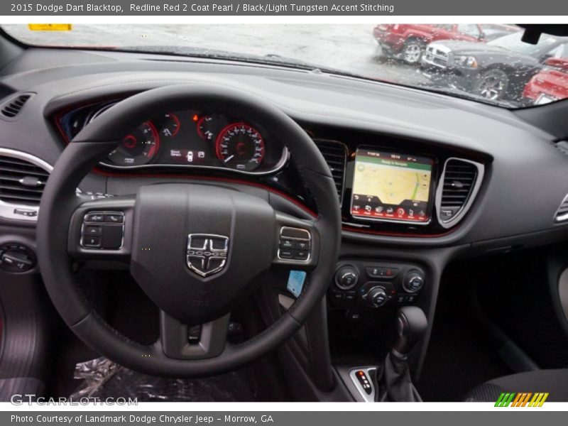 Redline Red 2 Coat Pearl / Black/Light Tungsten Accent Stitching 2015 Dodge Dart Blacktop
