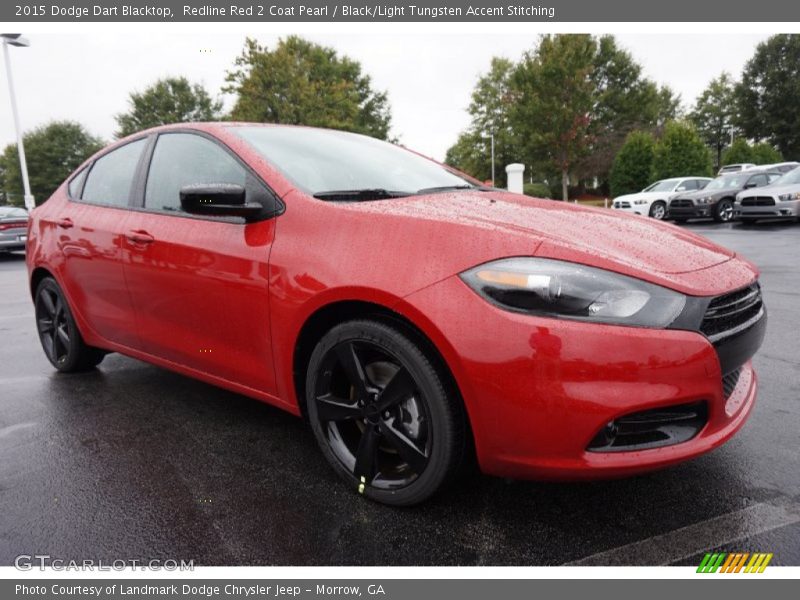 Redline Red 2 Coat Pearl / Black/Light Tungsten Accent Stitching 2015 Dodge Dart Blacktop