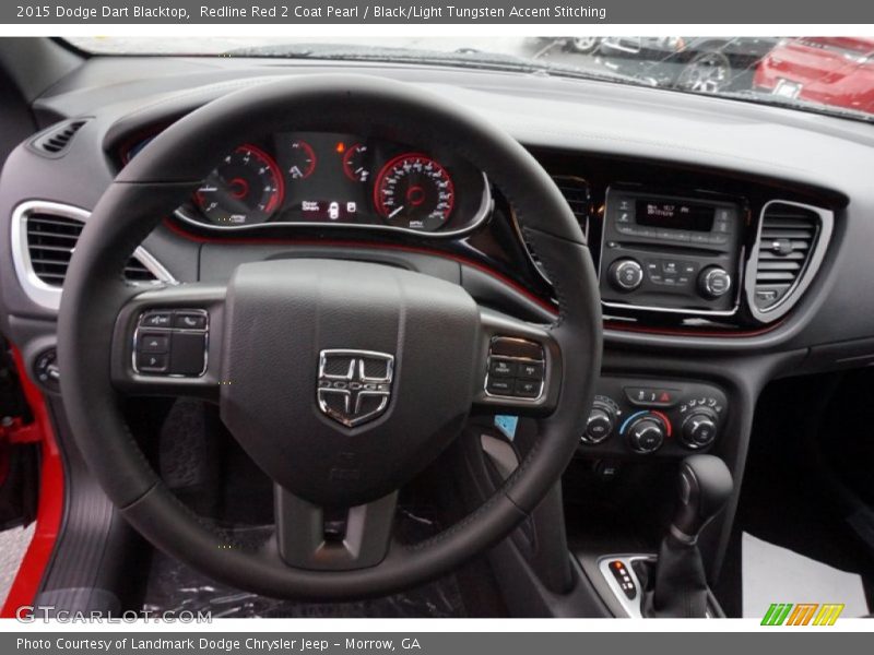 Redline Red 2 Coat Pearl / Black/Light Tungsten Accent Stitching 2015 Dodge Dart Blacktop