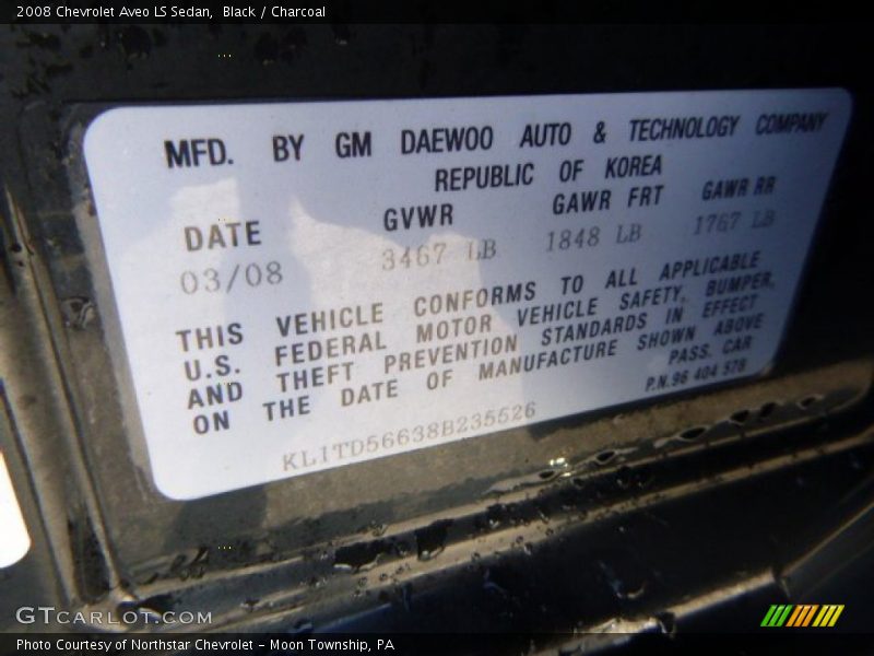 Black / Charcoal 2008 Chevrolet Aveo LS Sedan