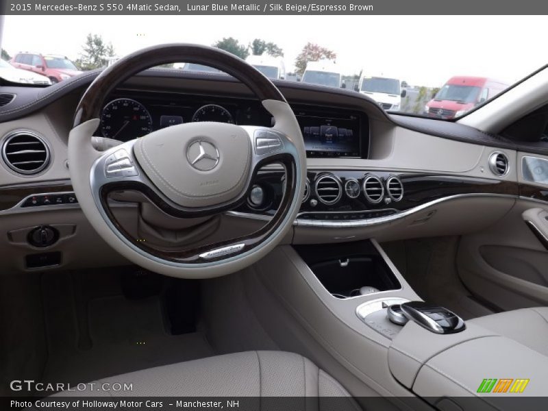 Lunar Blue Metallic / Silk Beige/Espresso Brown 2015 Mercedes-Benz S 550 4Matic Sedan