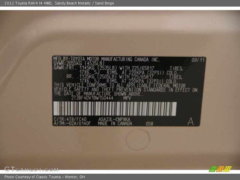 Sandy Beach Metallic / Sand Beige 2011 Toyota RAV4 I4 4WD