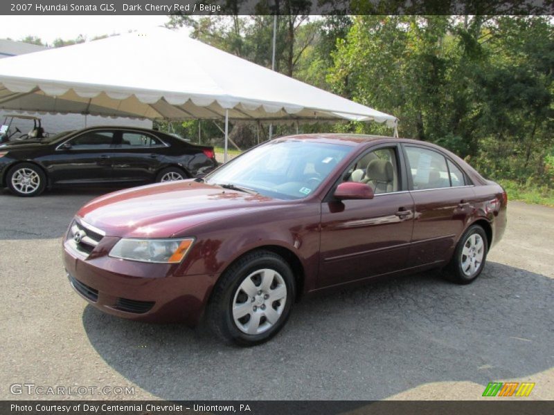 Dark Cherry Red / Beige 2007 Hyundai Sonata GLS