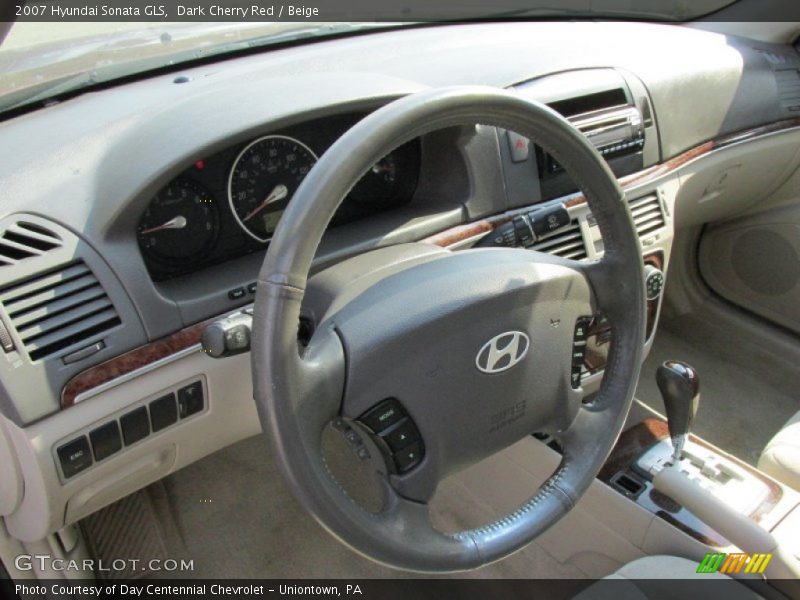 Dark Cherry Red / Beige 2007 Hyundai Sonata GLS