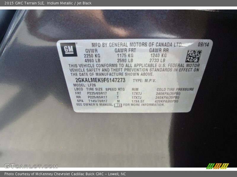 Iridium Metallic / Jet Black 2015 GMC Terrain SLE