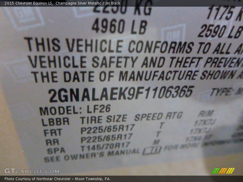 Champagne Silver Metallic / Jet Black 2015 Chevrolet Equinox LS