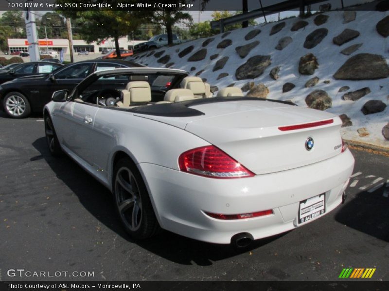 Alpine White / Cream Beige 2010 BMW 6 Series 650i Convertible