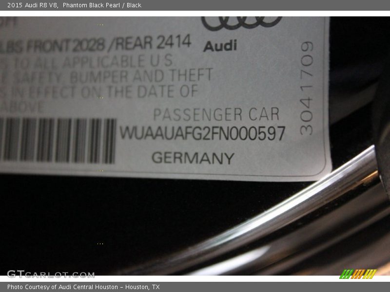 Phantom Black Pearl / Black 2015 Audi R8 V8