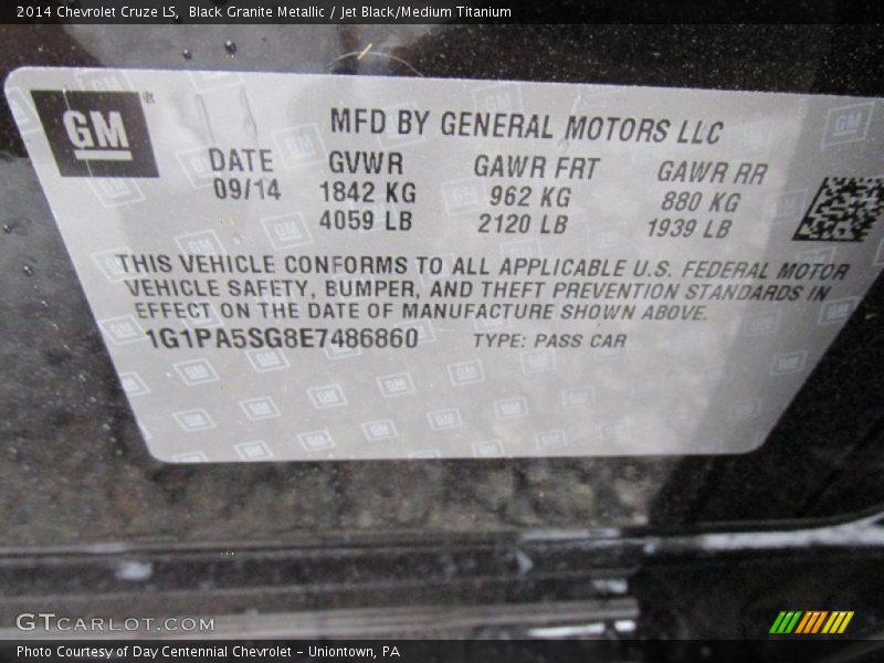 Black Granite Metallic / Jet Black/Medium Titanium 2014 Chevrolet Cruze LS
