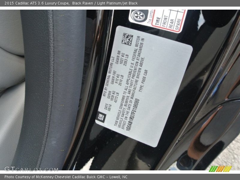 Black Raven / Light Platinum/Jet Black 2015 Cadillac ATS 3.6 Luxury Coupe