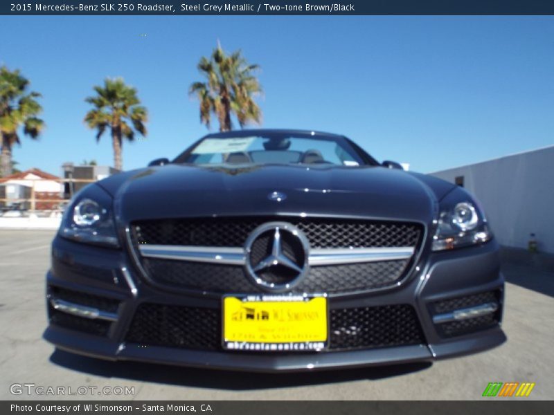 Steel Grey Metallic / Two-tone Brown/Black 2015 Mercedes-Benz SLK 250 Roadster