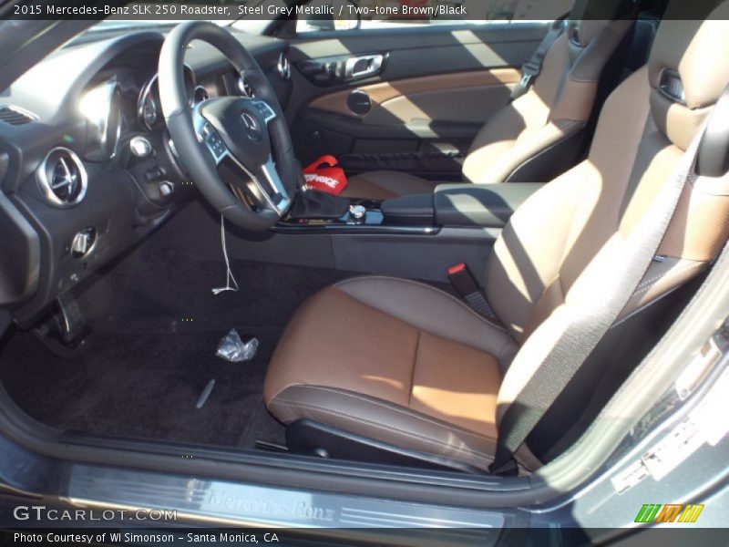 Steel Grey Metallic / Two-tone Brown/Black 2015 Mercedes-Benz SLK 250 Roadster