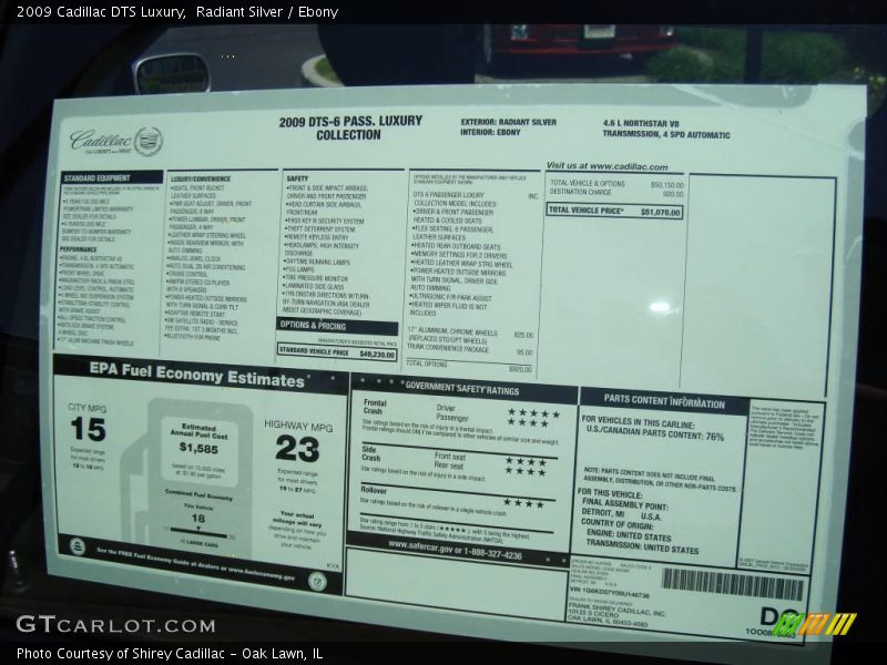 Radiant Silver / Ebony 2009 Cadillac DTS Luxury
