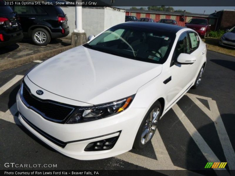 Snow White Pearl / Gray 2015 Kia Optima SXL Turbo