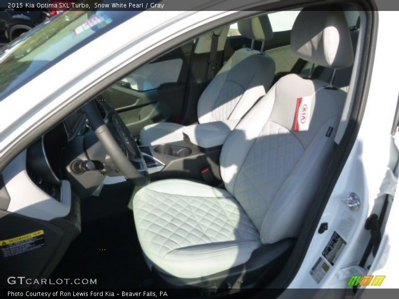 Snow White Pearl / Gray 2015 Kia Optima SXL Turbo