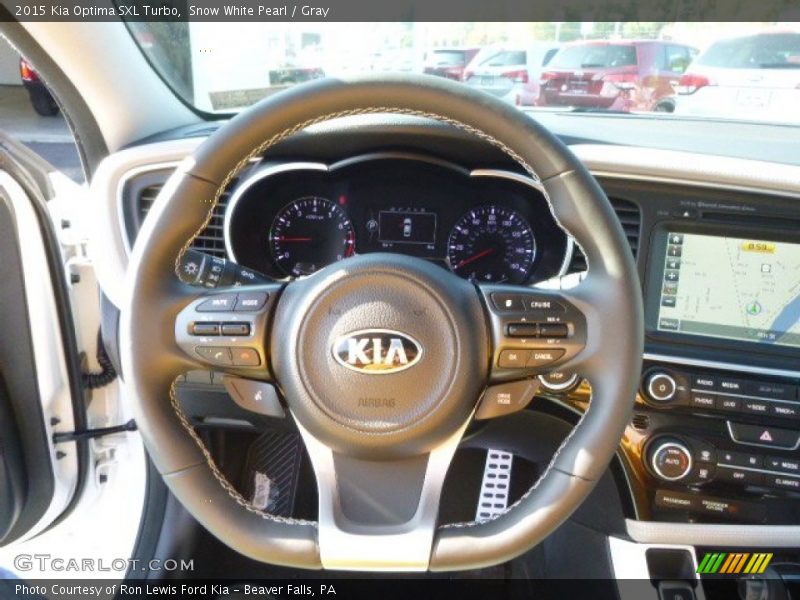 Snow White Pearl / Gray 2015 Kia Optima SXL Turbo