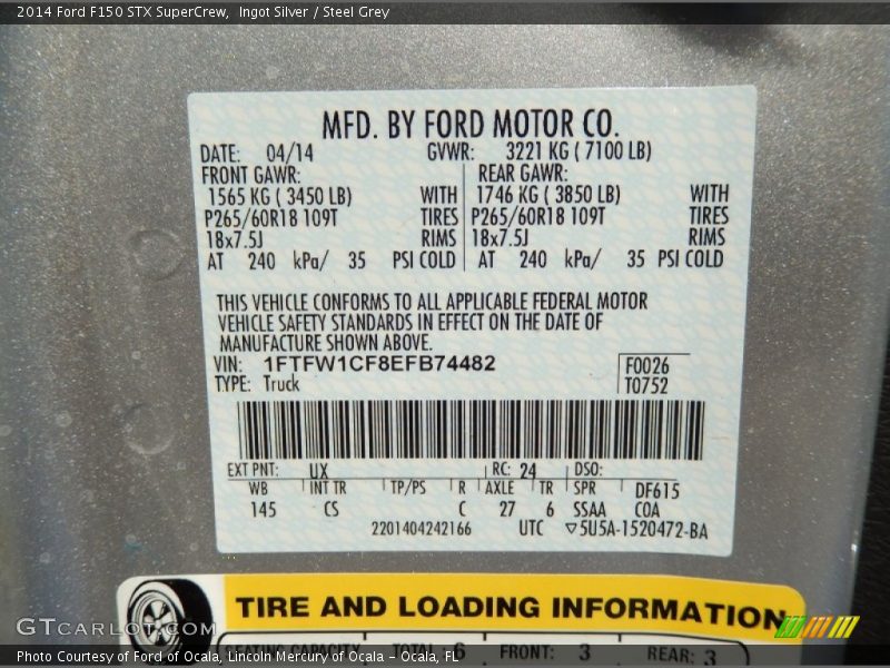Ingot Silver / Steel Grey 2014 Ford F150 STX SuperCrew