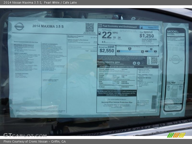 Pearl White / Cafe Latte 2014 Nissan Maxima 3.5 S