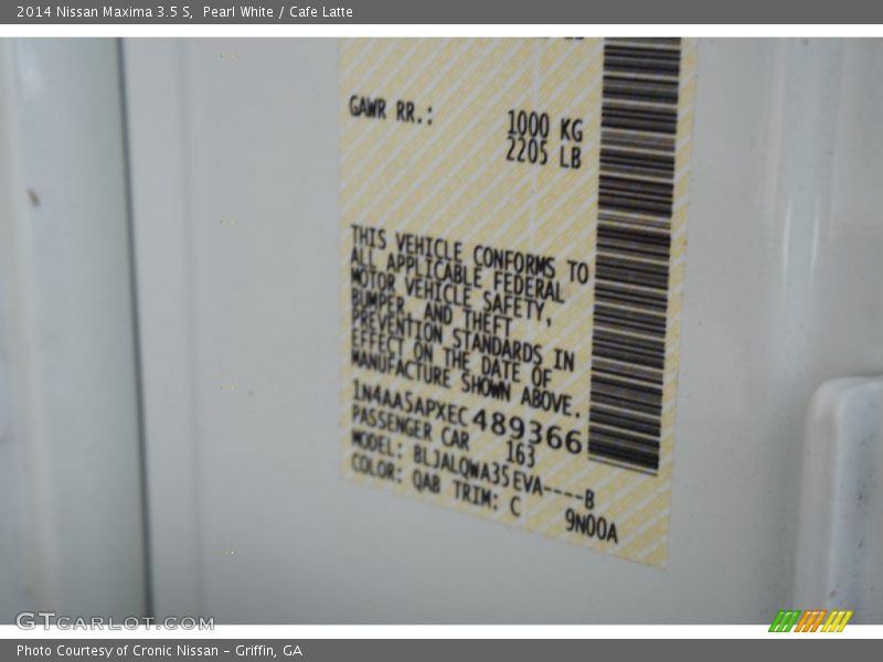 Pearl White / Cafe Latte 2014 Nissan Maxima 3.5 S