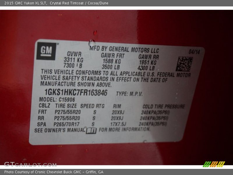 Crystal Red Tintcoat / Cocoa/Dune 2015 GMC Yukon XL SLT