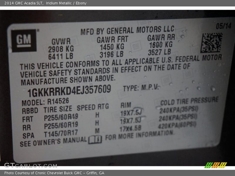 Iridium Metallic / Ebony 2014 GMC Acadia SLT