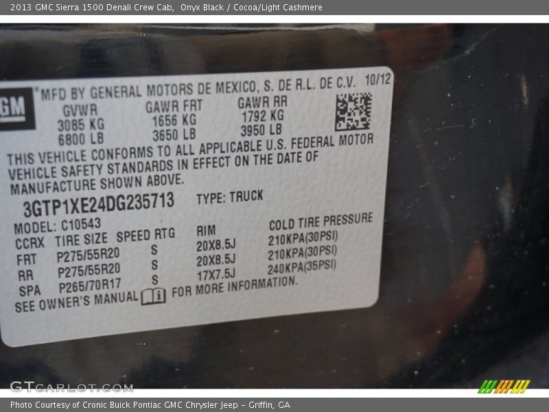 Onyx Black / Cocoa/Light Cashmere 2013 GMC Sierra 1500 Denali Crew Cab