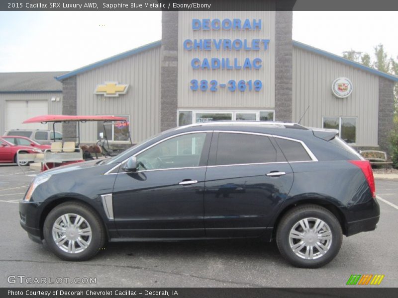 Sapphire Blue Metallic / Ebony/Ebony 2015 Cadillac SRX Luxury AWD
