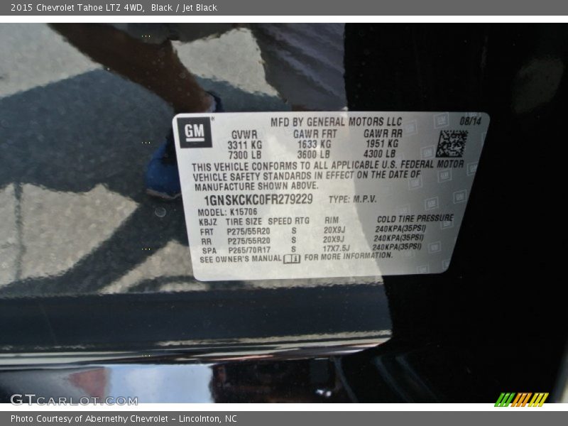 Black / Jet Black 2015 Chevrolet Tahoe LTZ 4WD