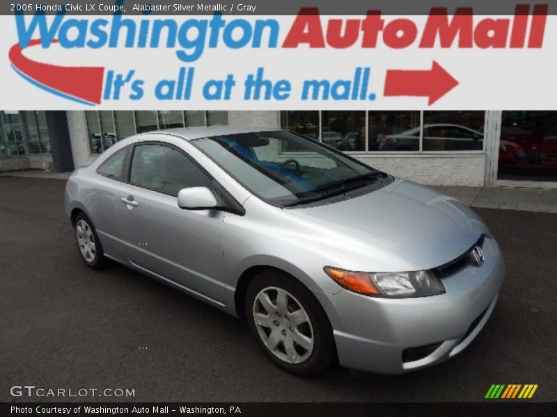 Alabaster Silver Metallic / Gray 2006 Honda Civic LX Coupe