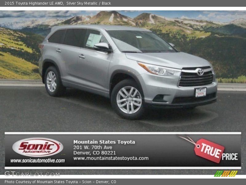 Silver Sky Metallic / Black 2015 Toyota Highlander LE AWD