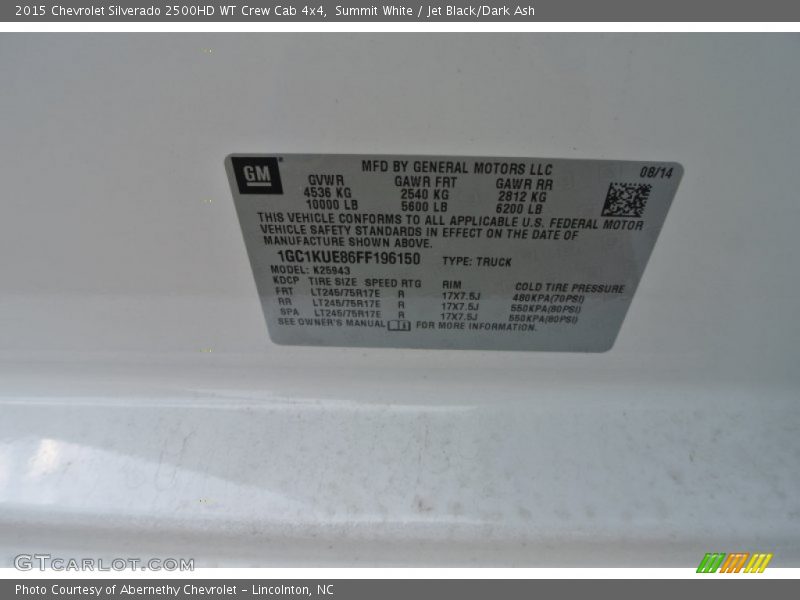 Summit White / Jet Black/Dark Ash 2015 Chevrolet Silverado 2500HD WT Crew Cab 4x4