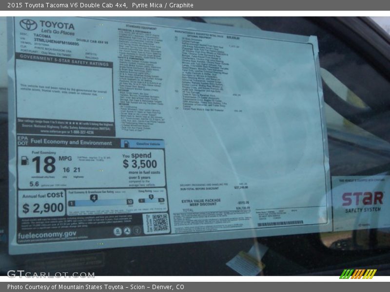 Pyrite Mica / Graphite 2015 Toyota Tacoma V6 Double Cab 4x4
