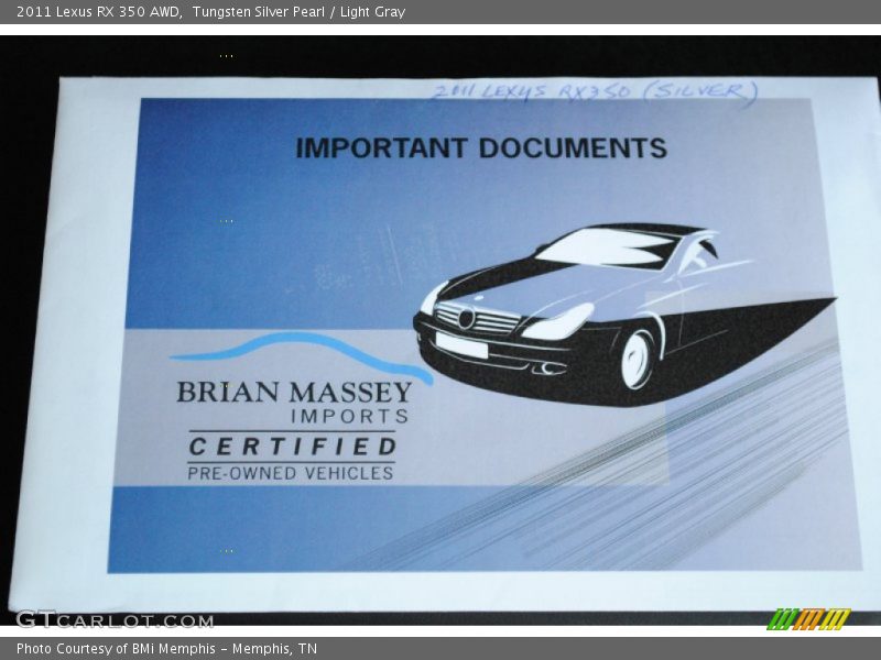 Tungsten Silver Pearl / Light Gray 2011 Lexus RX 350 AWD
