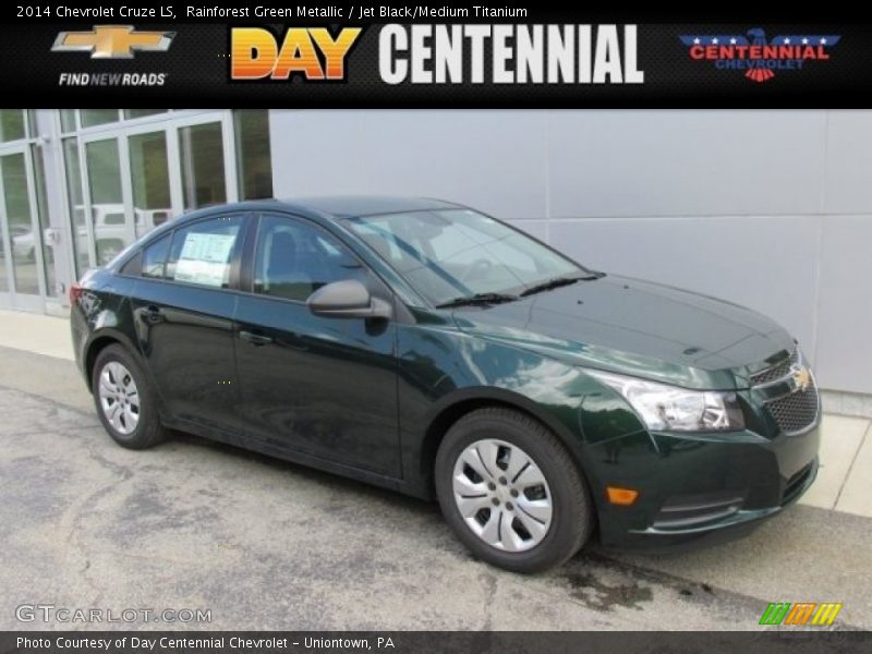 Rainforest Green Metallic / Jet Black/Medium Titanium 2014 Chevrolet Cruze LS