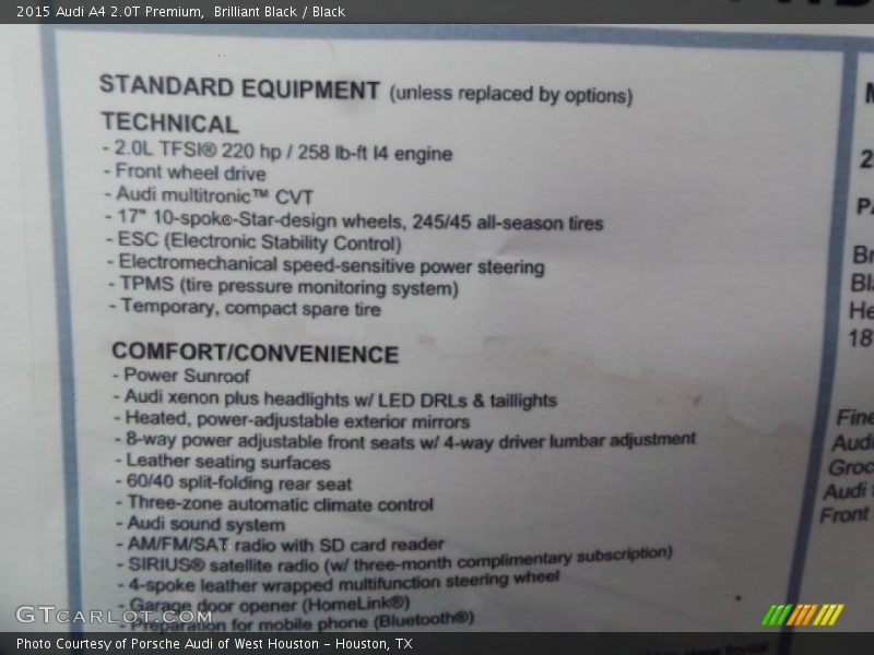 Brilliant Black / Black 2015 Audi A4 2.0T Premium