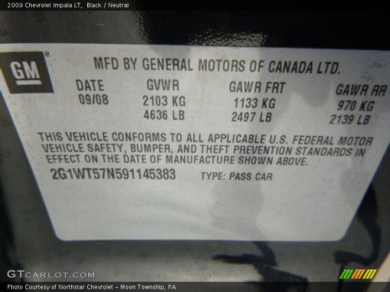 Black / Neutral 2009 Chevrolet Impala LT