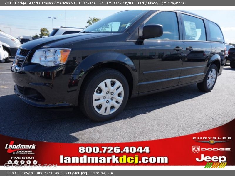 Brilliant Black Crystal Pearl / Black/Light Graystone 2015 Dodge Grand Caravan American Value Package