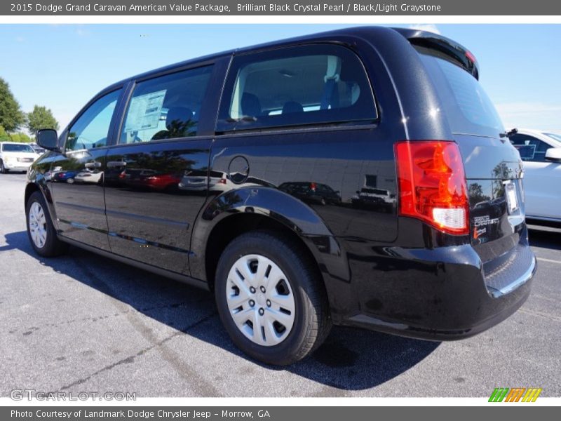 Brilliant Black Crystal Pearl / Black/Light Graystone 2015 Dodge Grand Caravan American Value Package