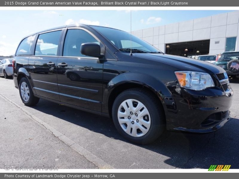 Brilliant Black Crystal Pearl / Black/Light Graystone 2015 Dodge Grand Caravan American Value Package