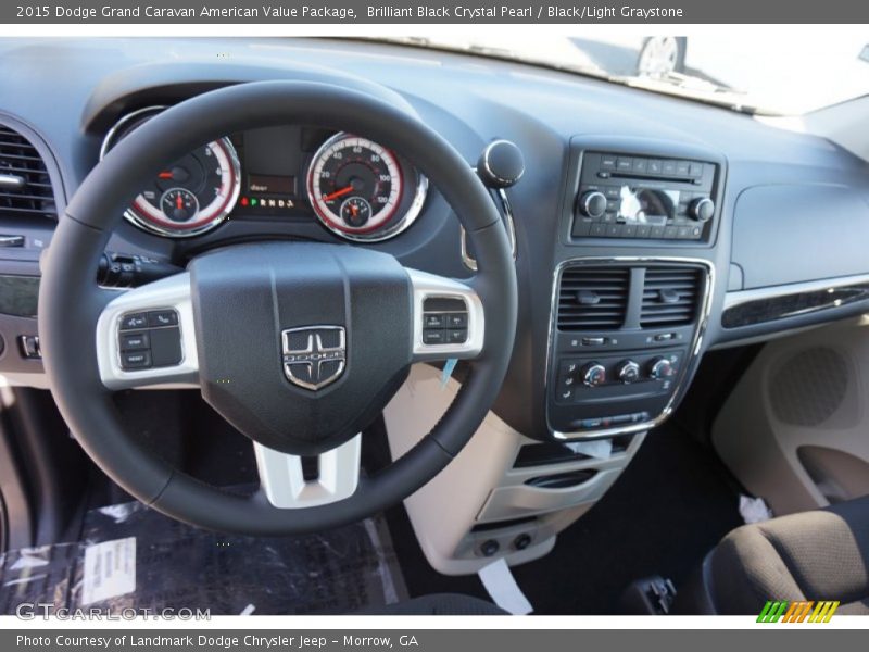 Brilliant Black Crystal Pearl / Black/Light Graystone 2015 Dodge Grand Caravan American Value Package