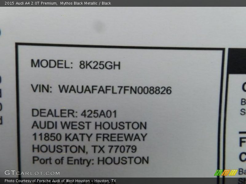 Mythos Black Metallic / Black 2015 Audi A4 2.0T Premium
