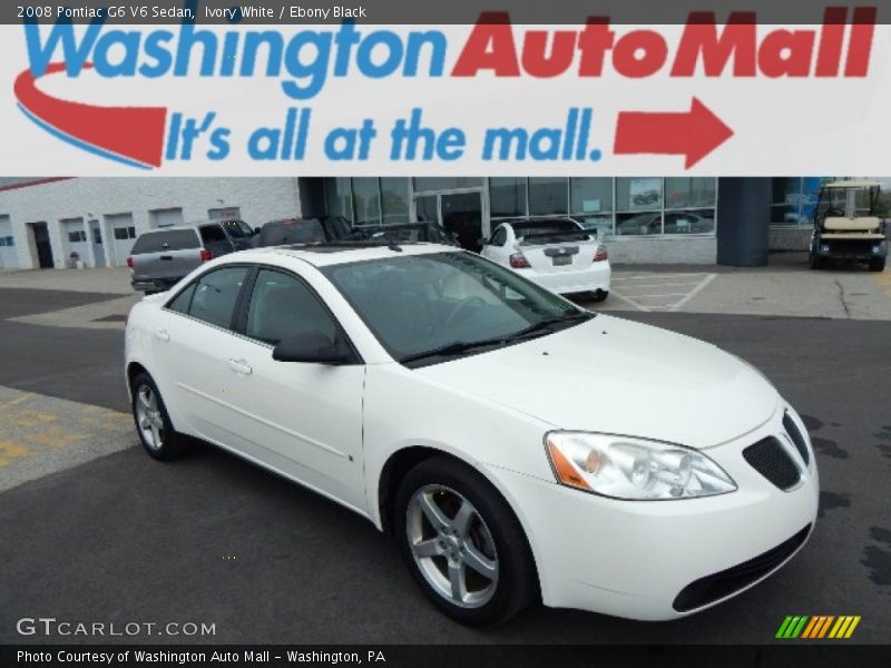 Ivory White / Ebony Black 2008 Pontiac G6 V6 Sedan