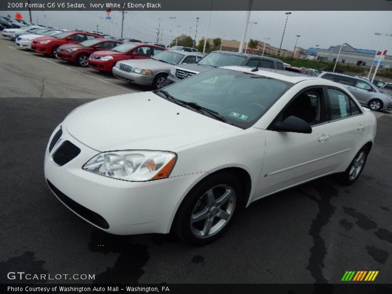 Ivory White / Ebony Black 2008 Pontiac G6 V6 Sedan