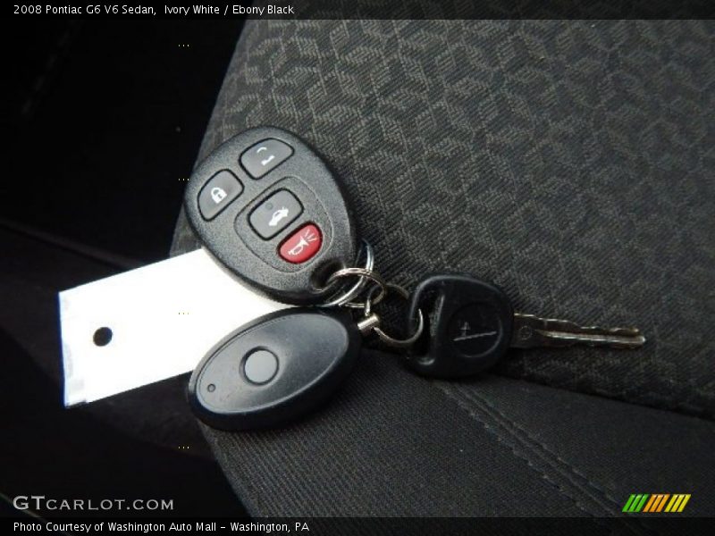 Ivory White / Ebony Black 2008 Pontiac G6 V6 Sedan