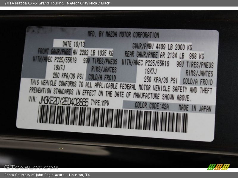 Meteor Gray Mica / Black 2014 Mazda CX-5 Grand Touring