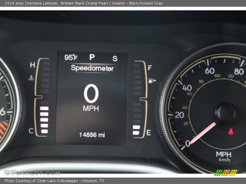 Brilliant Black Crystal Pearl / Iceland - Black/Iceland Gray 2014 Jeep Cherokee Latitude
