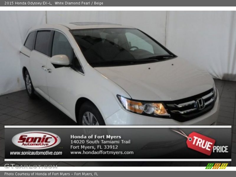 White Diamond Pearl / Beige 2015 Honda Odyssey EX-L