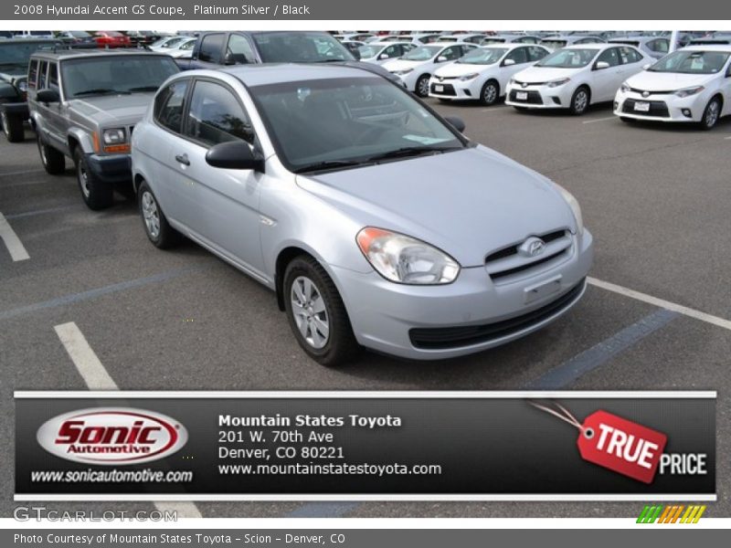 Platinum Silver / Black 2008 Hyundai Accent GS Coupe