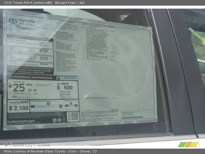 Blizzard Pearl / Ash 2015 Toyota RAV4 Limited AWD