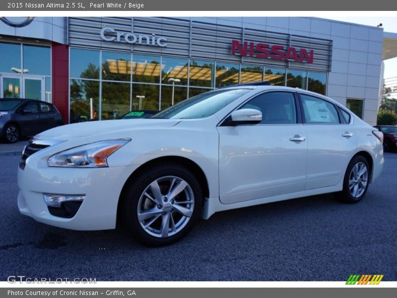 Pearl White / Beige 2015 Nissan Altima 2.5 SL